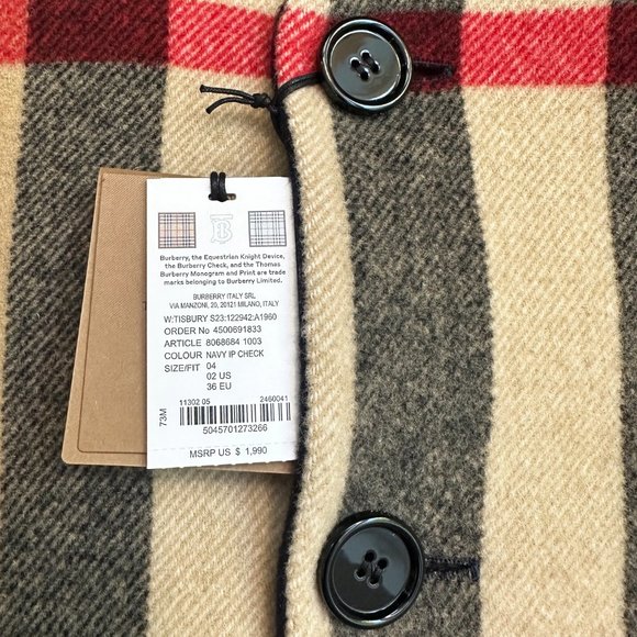 Burberry Tisbury Reversible House Check/ Navy Wool Blend Coat - Picture 8 of 10